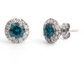 Blue Diamond Halo Stud Earrings — Bendor Jewelry, Los Angeles