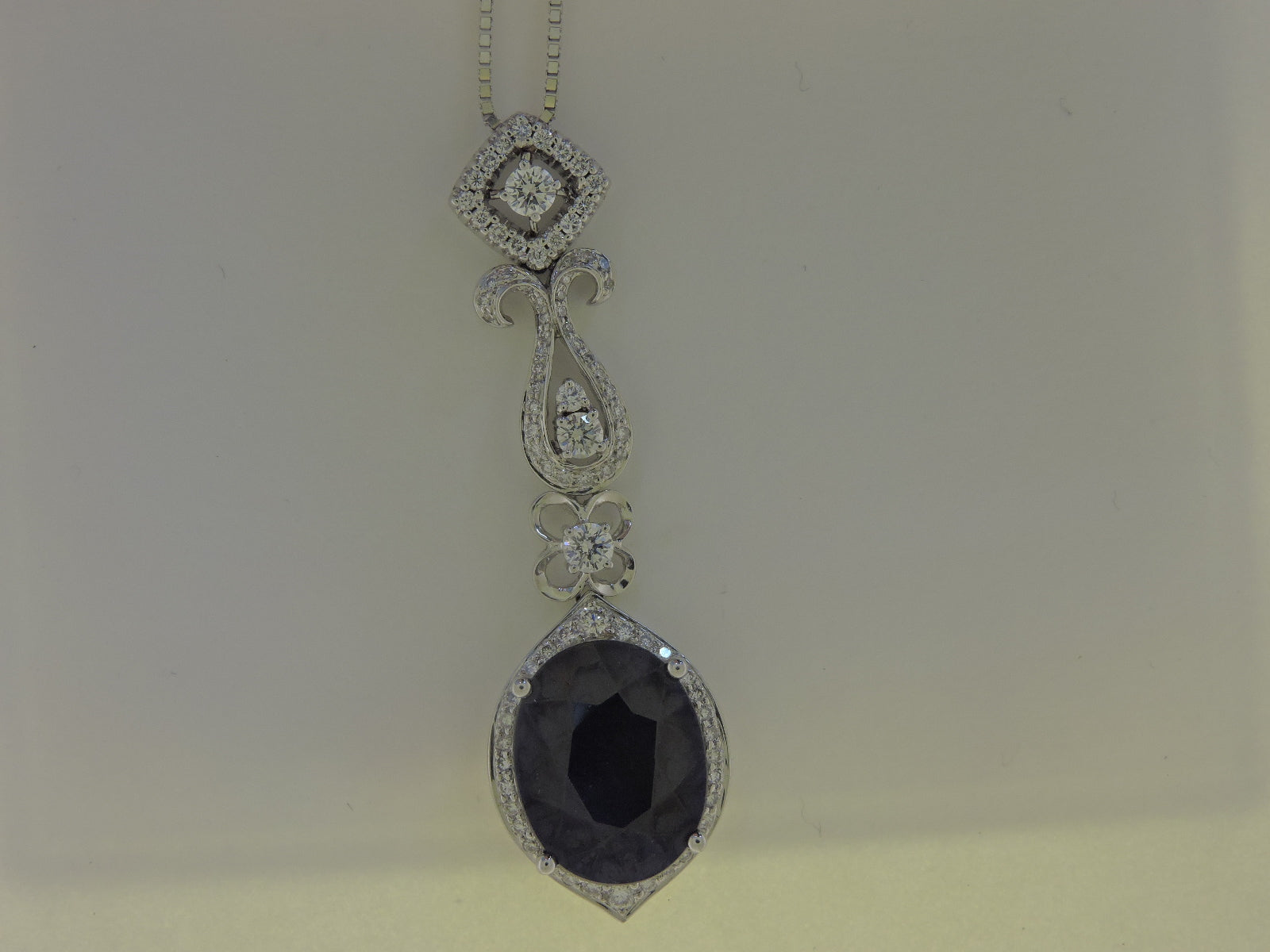 Diamond Pendant with Sapphire — Bendor Jewelry, Los Angeles