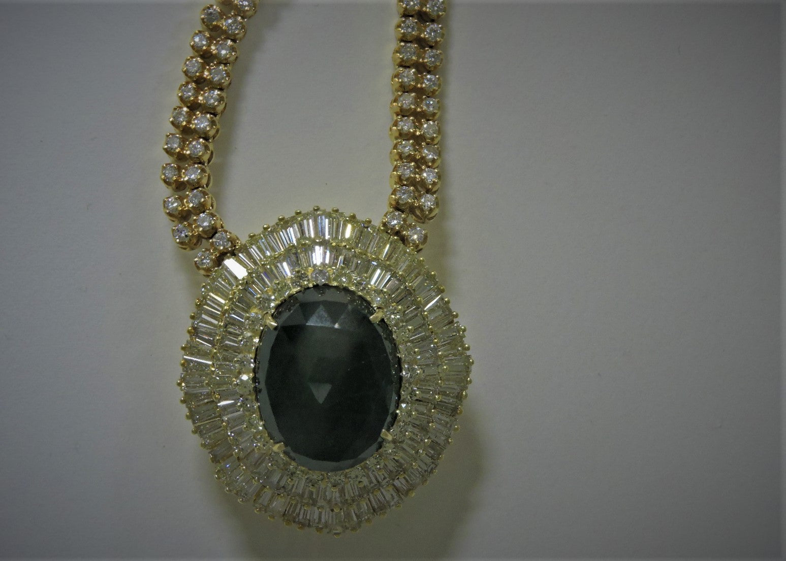 Diamond Cabochon Emerald necklace — Bendor Jewelry, Los Angeles