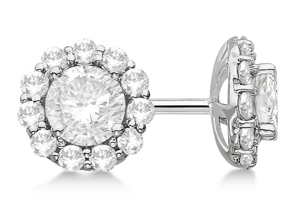 Diamond Stud Halo Earrings — Bendor Jewelry, Los Angeles